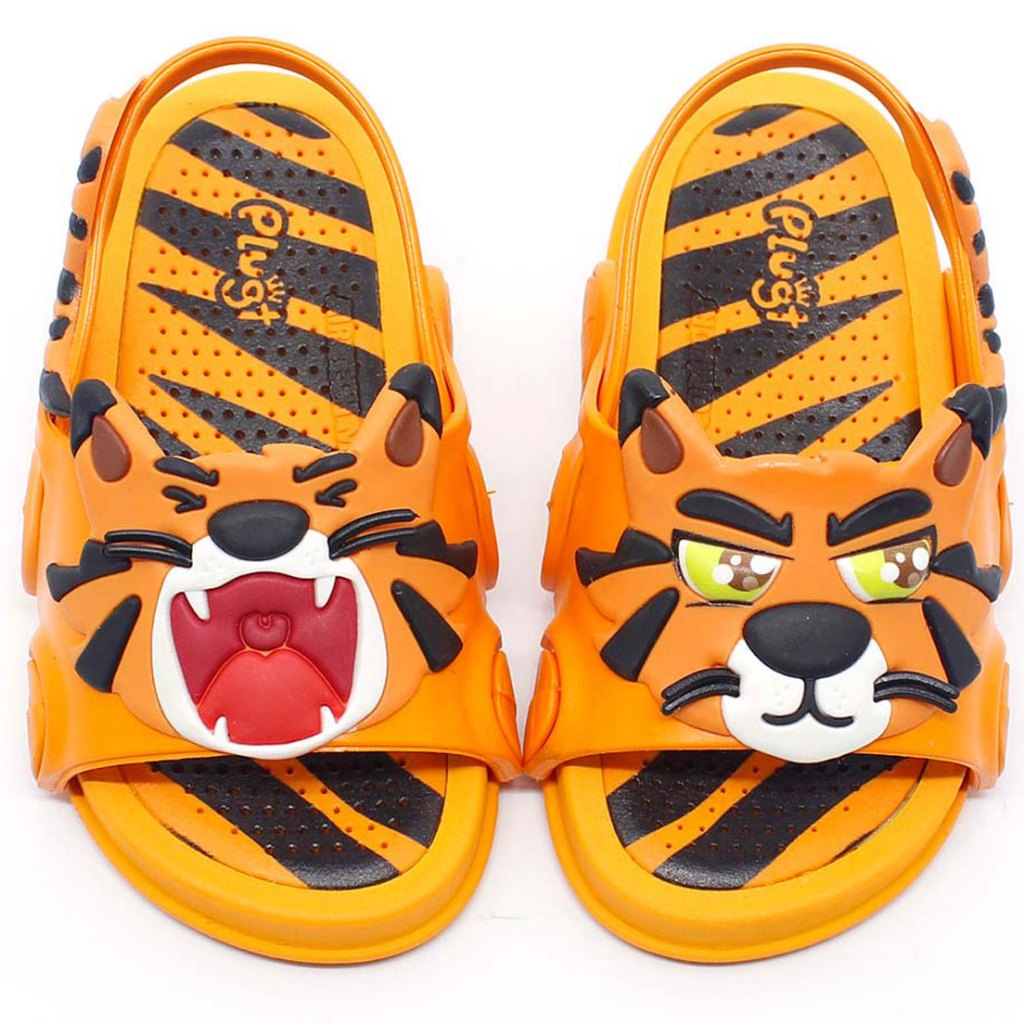 Sandália Infantil Plugt Menino Tigre Laranja Confortável Leve Antiderrapante Macia Moda Kids em Oferta na Shopee
