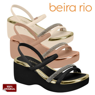Sandalia Plataforma Beira Rio Original Sandalia De Salto Strass Conforto Elastico Dia A Dia Casual Lancamento