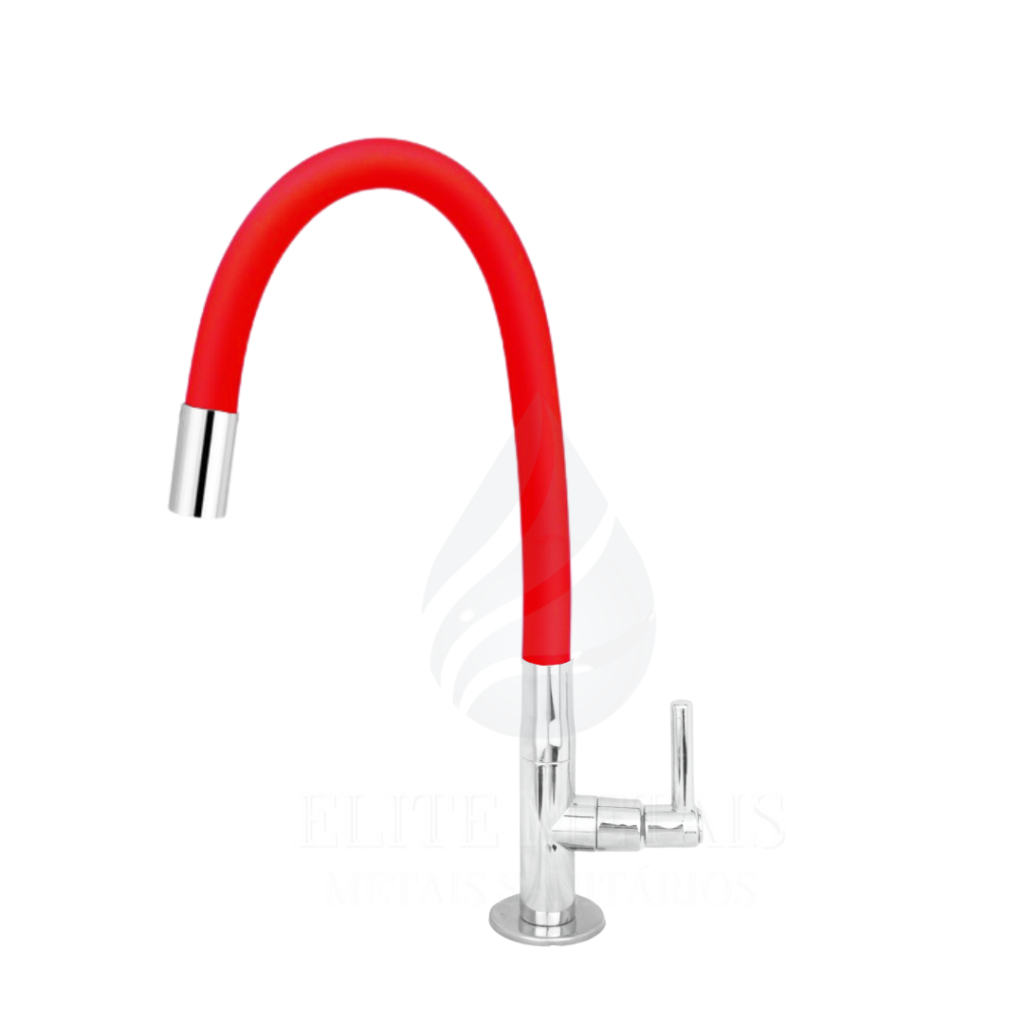 Torneira Tubo Flexivel Cozinha Bancada Color Vermelho