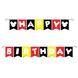 Bandeirola Bandeirinha Varal De Letras Happy Birthday Mickey Minnie em Oferta na Shopee