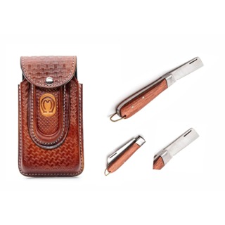 Kit Bainha Capa de Celular E De Canivete +1 Canivete Cabo de Madeira Aço Carbono. em Oferta na Shopee
