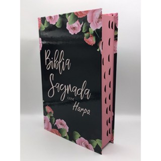 Bíblia Sagrada Tamanho Grande Capa Dura Com Harpa Palavras de Jesus em Vermelho Rosas Black em Oferta na Shopee