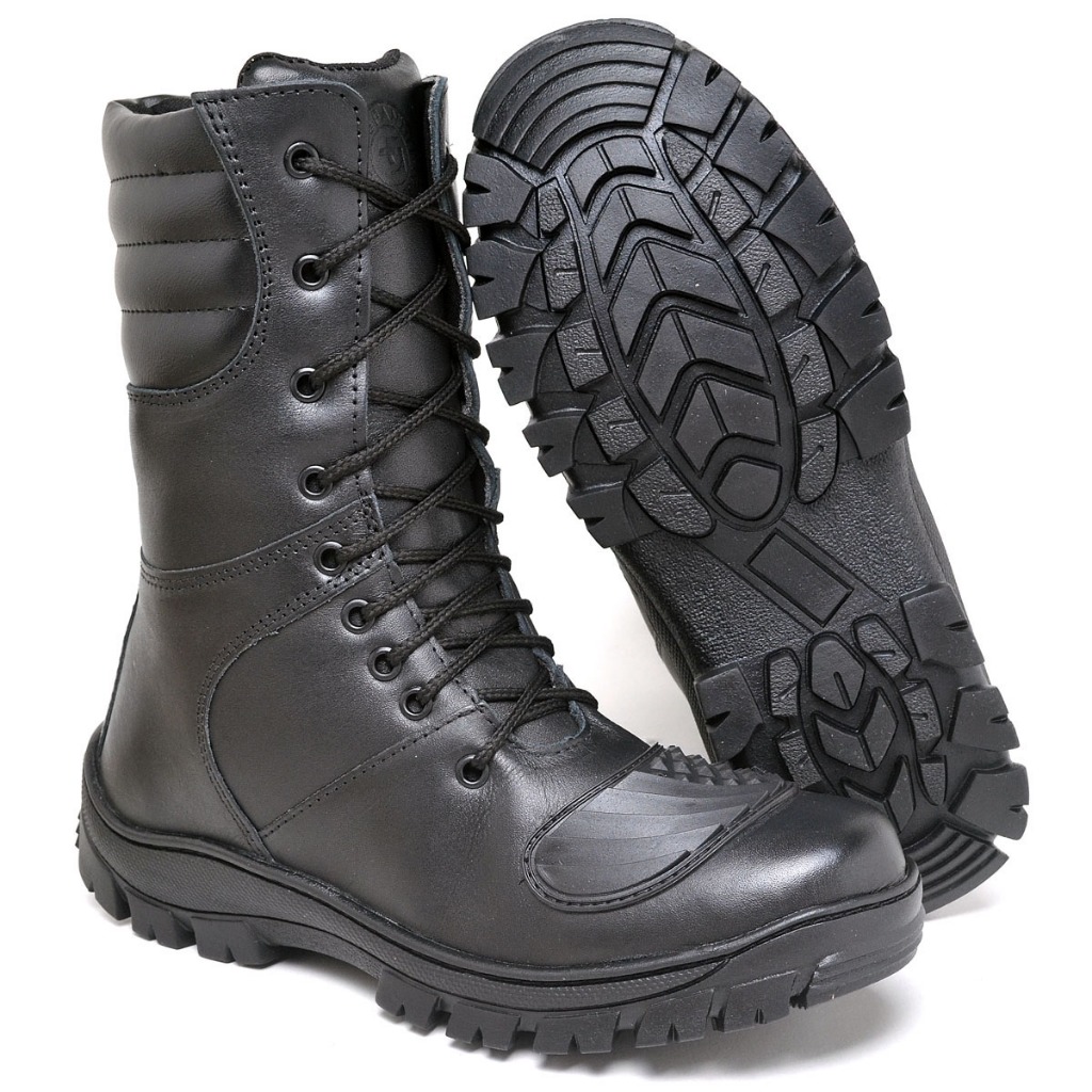 Coturno Em Couro Legitimo Cano Alto Para Trabalho