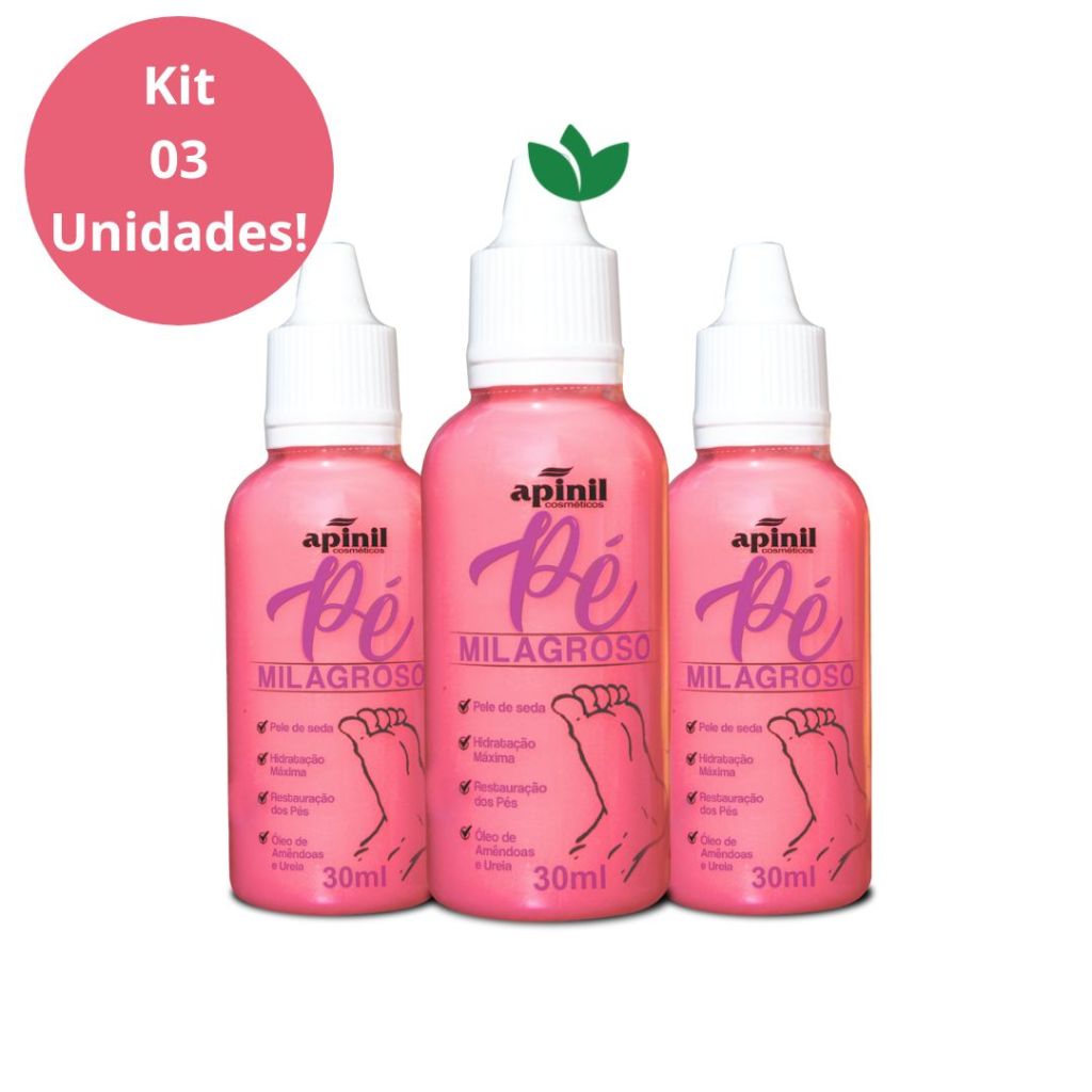 KIT 3 Unidades PÉ MILAGROSO Hidratante 30mL APINIL em Oferta na Shopee