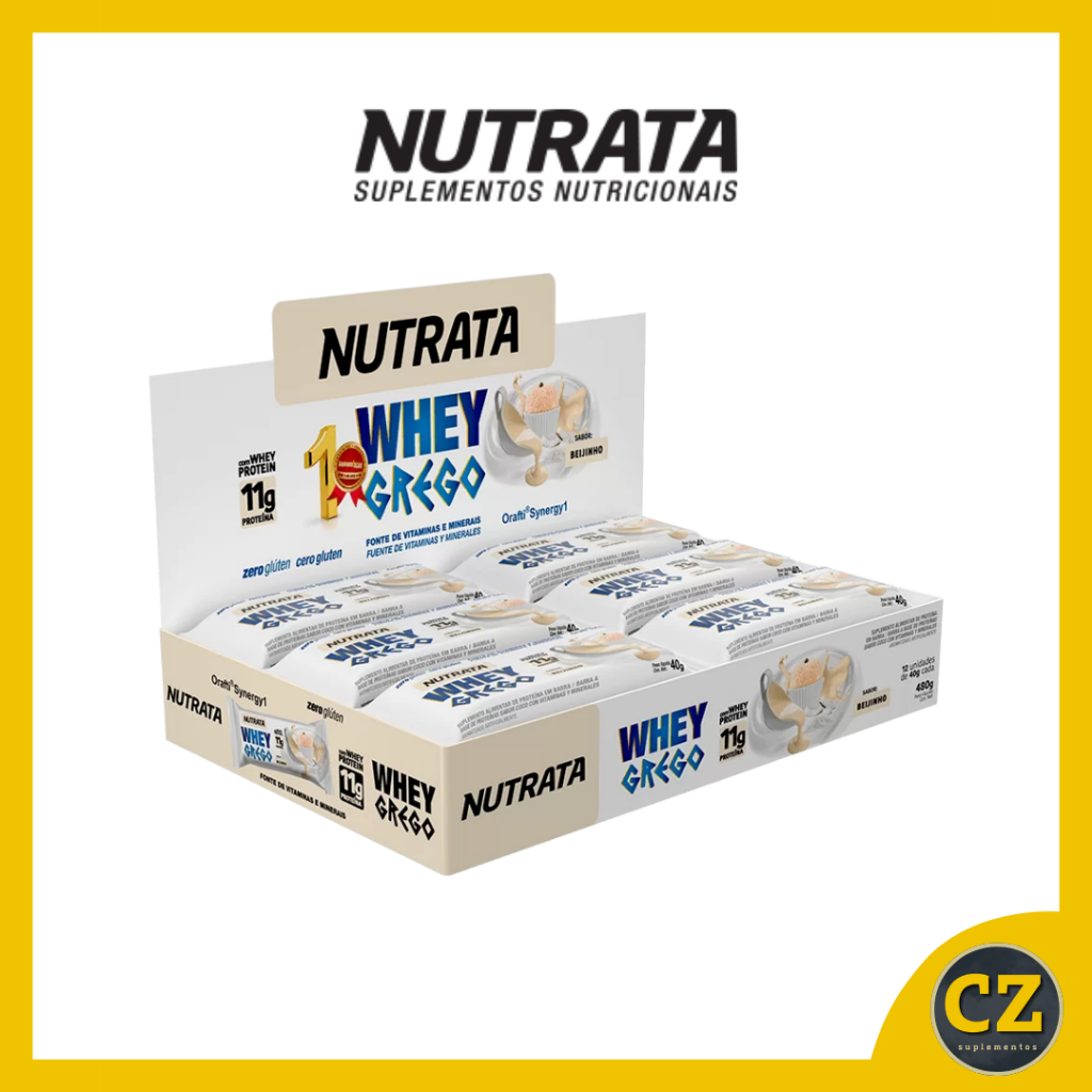 Whey Grego Bar Beijinho 12X40g - Nutrata