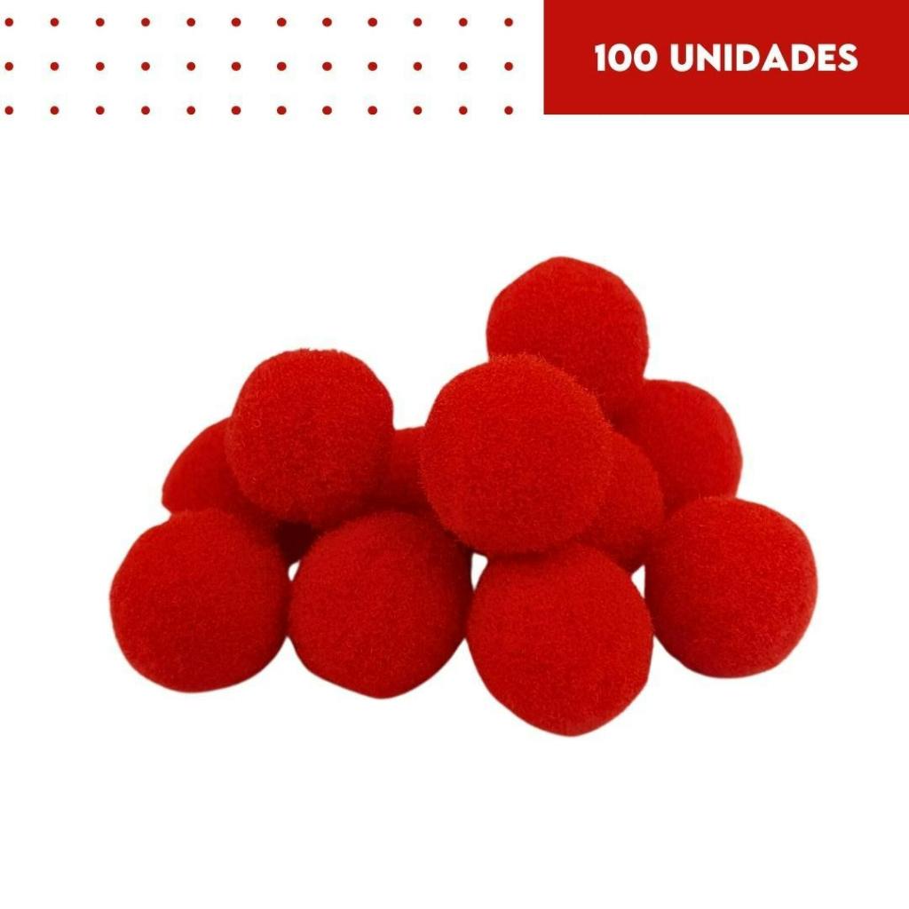Pompom Vermelho 14mm - Com 100 Unidades - MGX