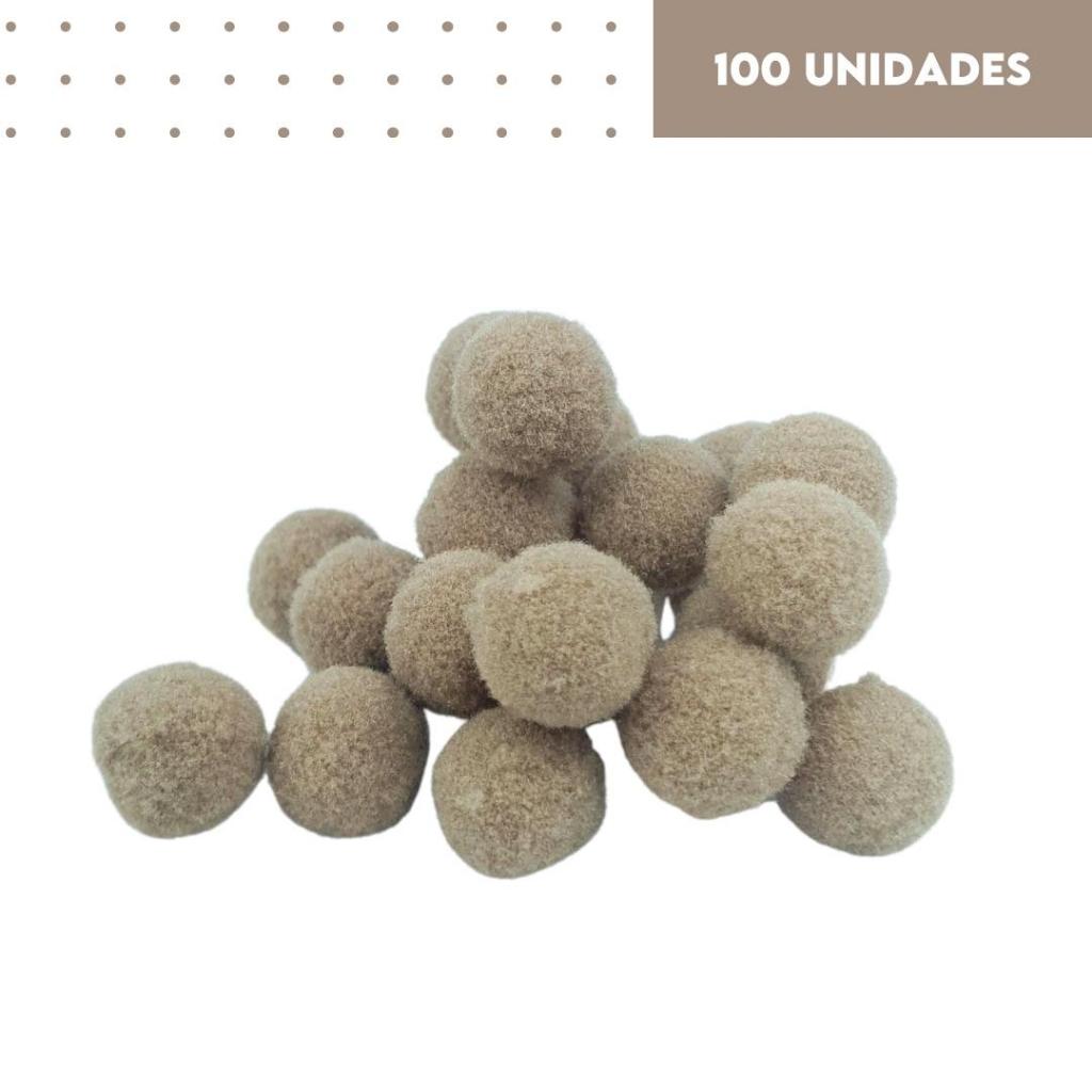 Pompom Bege Escuro 14mm - Com 100 Unidades - MGX