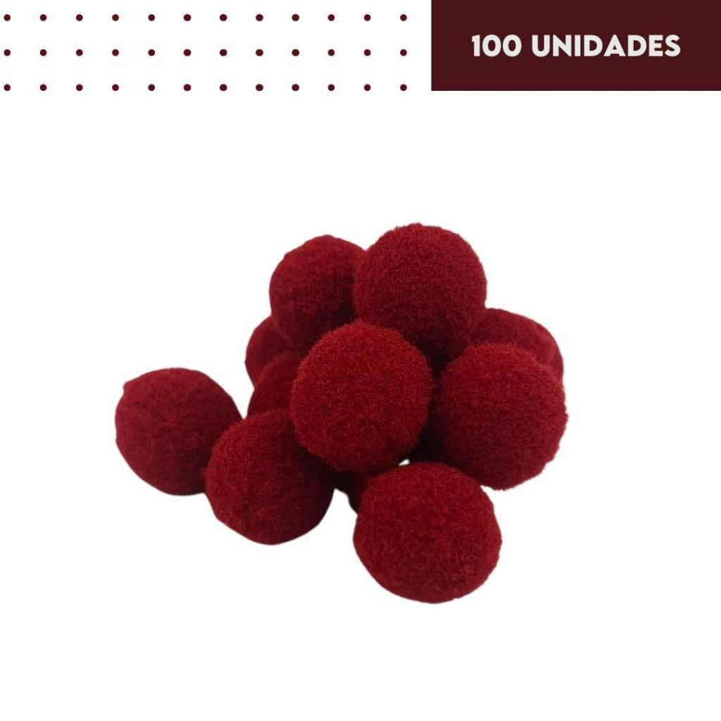 Pompom Bordô Claro 14mm - Com 100 Unidades - BRX