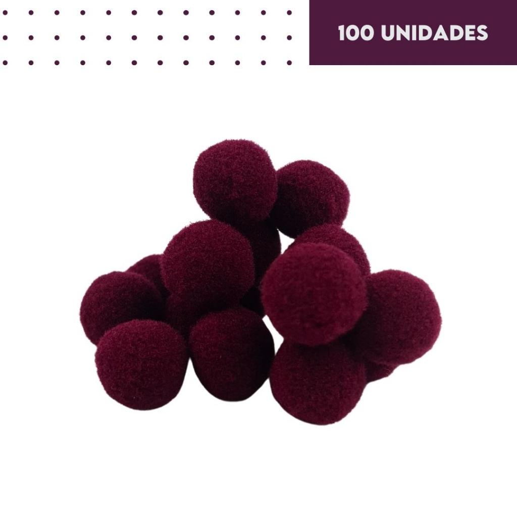 Pompom Bordô 14mm - Com 100 Unidades - BRX