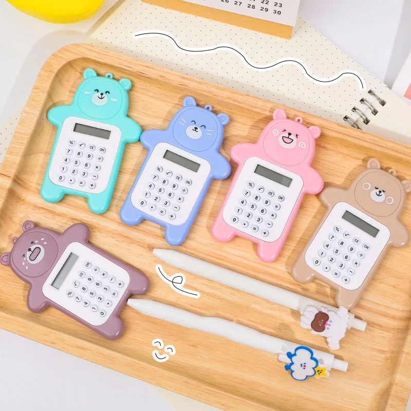 Mini Calculadora Ursinho Kawaii Portátil Calculadora de Bolso Escolar Escritório Fofa Material Escolar Matemática