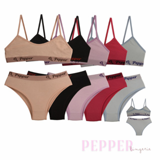Kit 5 Conjuntos Juvenil para Pré Adolescente Lisos Calcinha e Sutiã Algodão 8% - PEPPER LINGERIE em Oferta na Shopee