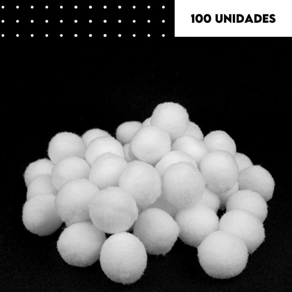 Pompom Branco 20mm - Com 100 Unidades - BRX em Oferta na Shopee