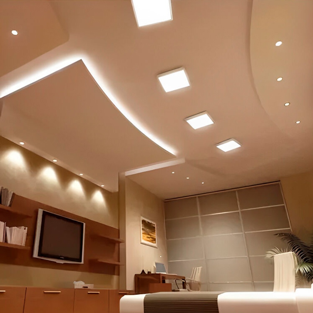 Detalhes do Kit 10 Luminária Painel Plafon Led Alumínio Embutido | Sobrepor |  18W~24W | Branco Frio | Branco Quente | Luz Neutra