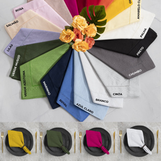 Guardanapo De Tecido 100% Algodão 40 X 40 Acabamento em Ponto varias cores em Oferta na Shopee