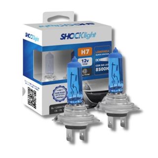 Par de Lâmpadas Super Branca H7 12V 8500K Halógena