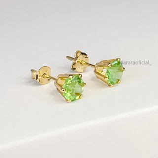Brinco Feminino Banhado a Ouro com Pedra na Cor Verde