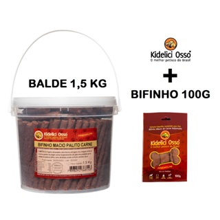 Bifinho Macio Palito - Kidelici Osso - Sabor Carne - 1,5 Kg (Balde/Pote) em Oferta na Shopee
