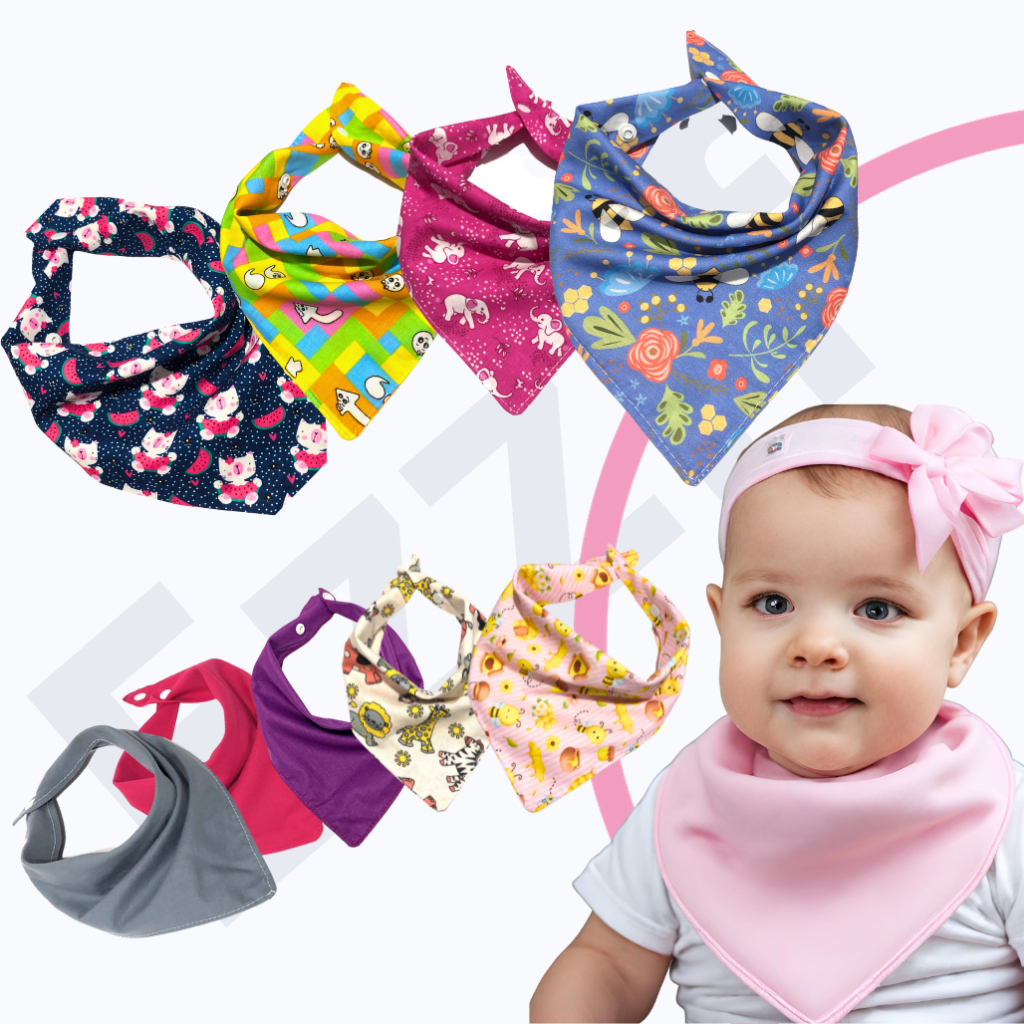Babadores Bandana Ezzif Kit Menina com 4