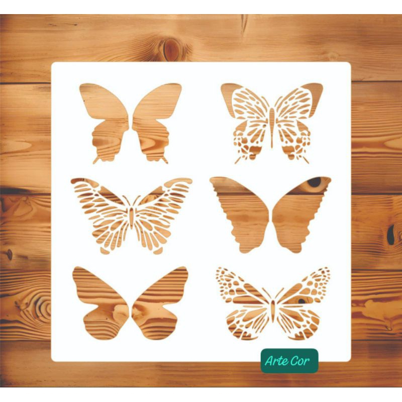 Stencil Borboletas / Molde vazado  / n.92 / 20 x 20 cm