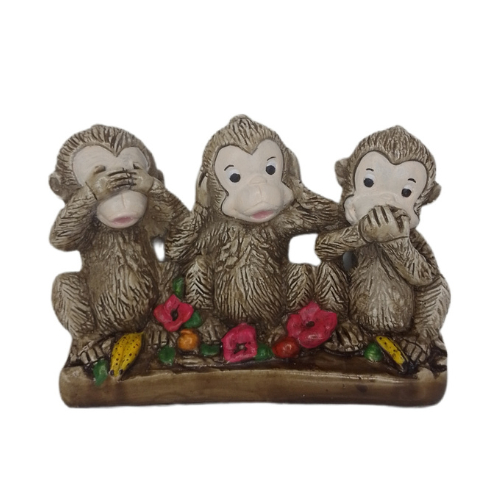 Trio Macacos Sábios ceramica - Cego, Surdo E Mudo Estatueta macacos da sabedoria escultura .
