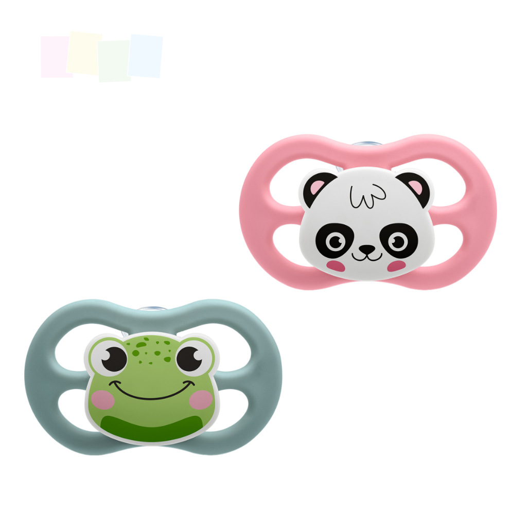 Chupeta Little Friends Simétrica Lillo 6+m Bico de Silicone Tam 2 Rosa Neutra Glow Sapinho Panda