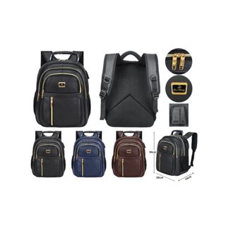 14 polegadas Mochila Couro PU Para Notebook Trabalho Faculdade Reforçada Cabo De Aço USB