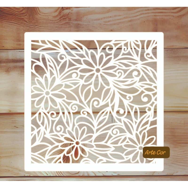 Estencil arabesco floral / n. 74 com 20 x 20 cm