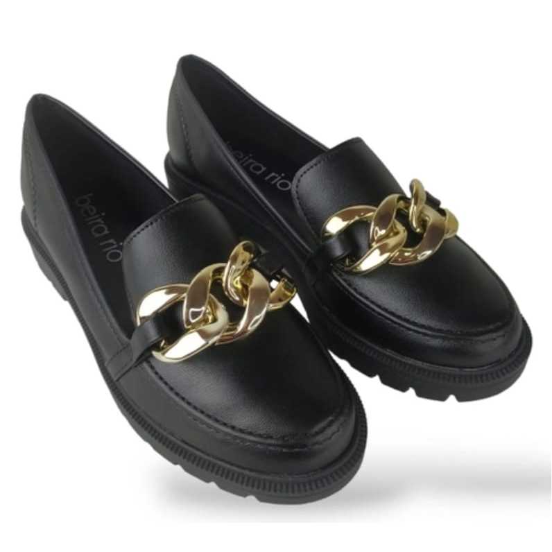 Sapato Feminino Mocassim Loafer Beira Rio Tratorado Napa Turim casual , confortável,festas,elegante.