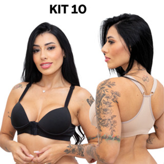 Kit 10 Sutiã Nadador com alça reforçada de bojo fecho na frente fecho frontal costas nadador - lafar