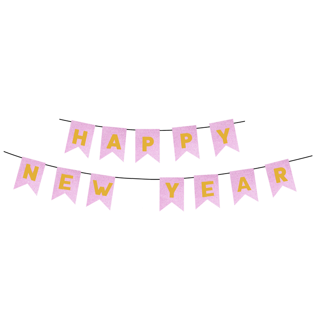 Faixa Decorativa Grande - Happy New Year Glitter 12x17cm