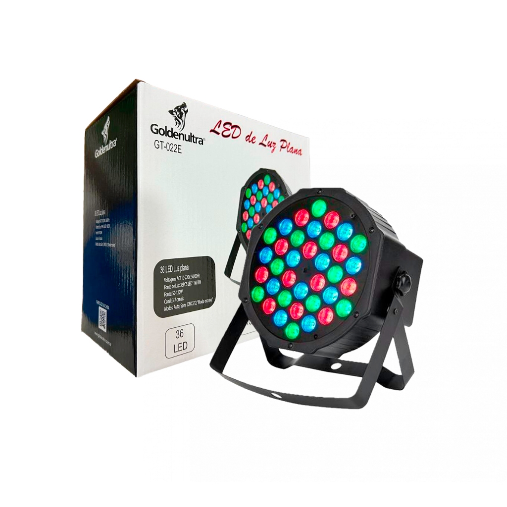 Projetor Canhão Refletor de LED RGB com 36 LEDs e Sensor de Música - Iluminação Dinâmica