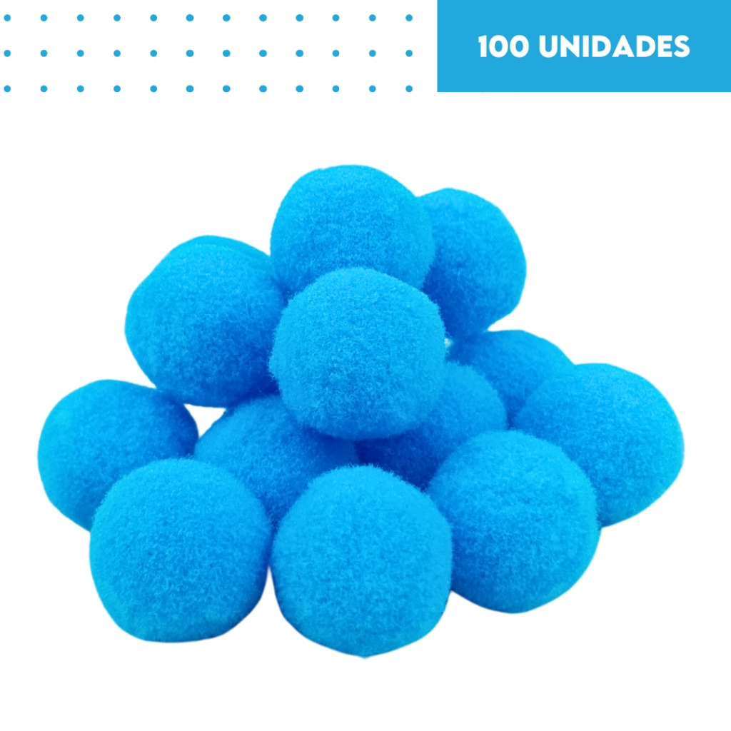 Pompom Azul Turquesa 20mm - Com 100 Unidades - UMK