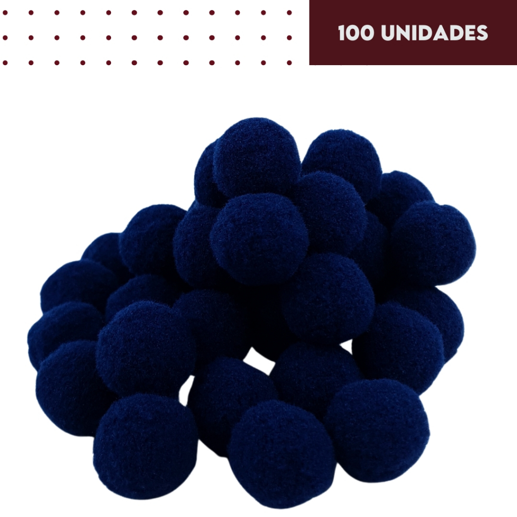 Pompom Azul Marinho 20mm - Com 100 Unidades - UMK