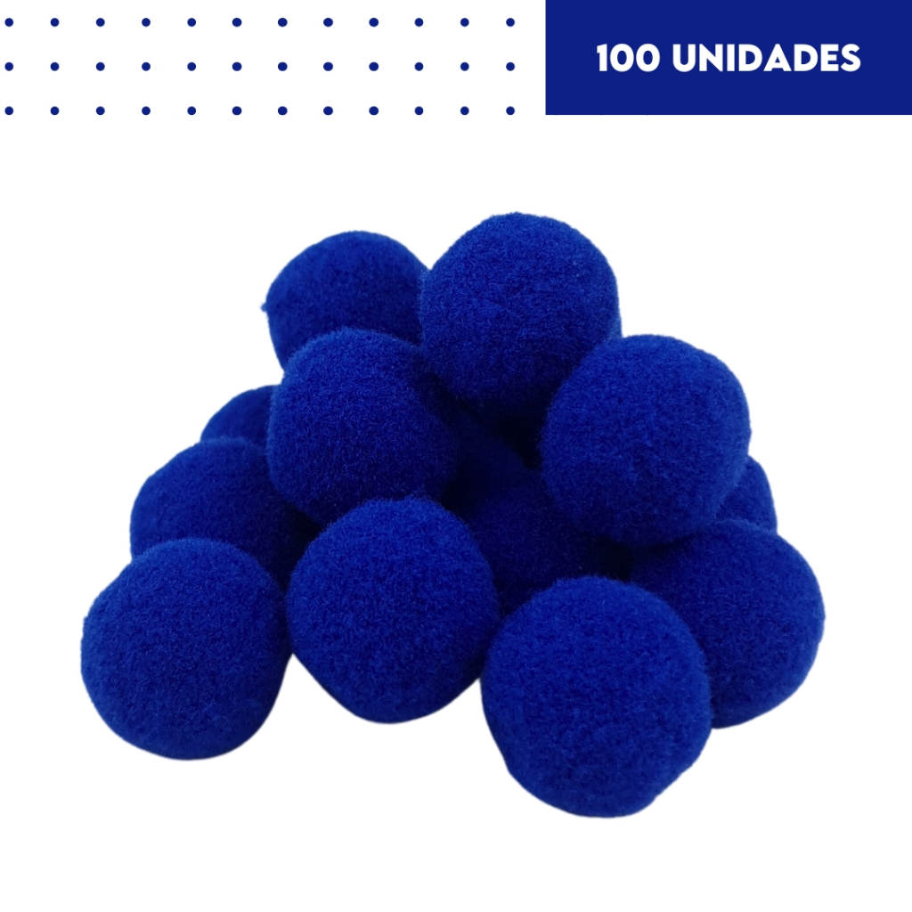 Pompom Azul Royal 20mm - Com 100 Unidades - UMK