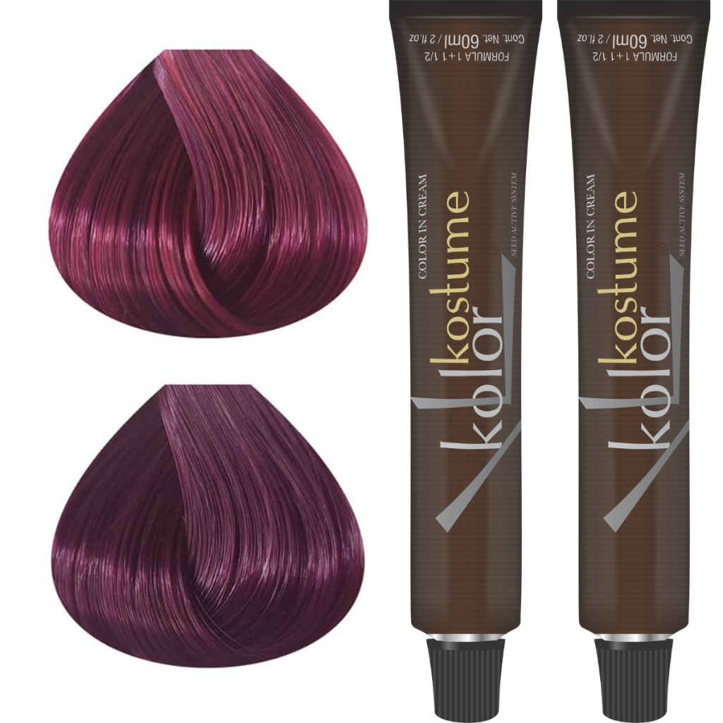Kit Coloração 7.26 + 8.26 Kostume Kolor Marsala Tinta Cabelo Roxinho