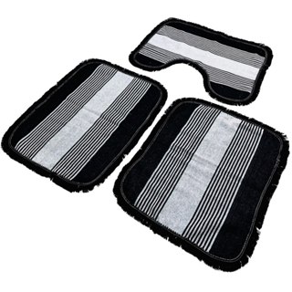 Kit Tapete Jogo De Banheiro 3 Peças Liso Luxo Com Franja