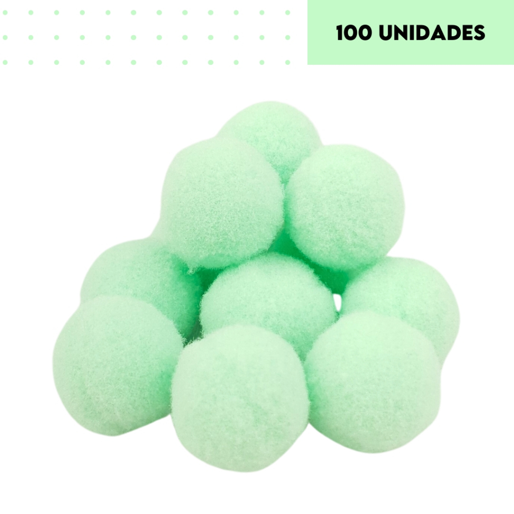 Pompom Verde Mar 20mm - Com 100 Unidades - UMK
