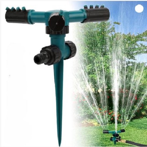 Irrigador Giratório Aspersor Jato Com Espeto Jardim Horta Canteiro Mangueira