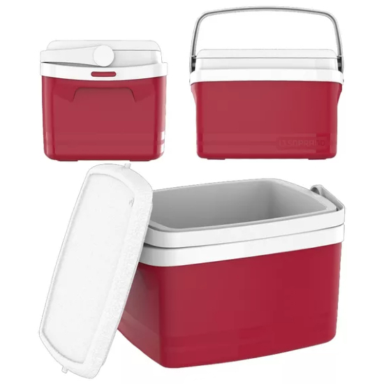 Caixa Termica Cooler Bebidas 12L Vermelha Porta Copo Soprano