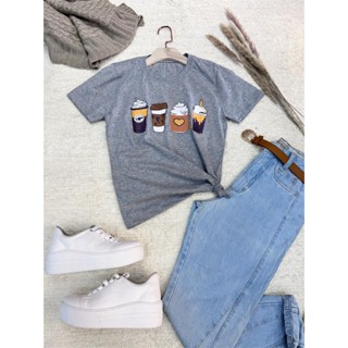 Camiseta blusa T-Shirt Feminina Algodão Gola Careca simples confortável 100% algodão Moda casual chã com leite