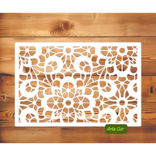 Estencil Pintura Rendado / Molde vazado  n.163 / 20 x 30 cm em Oferta na Shopee