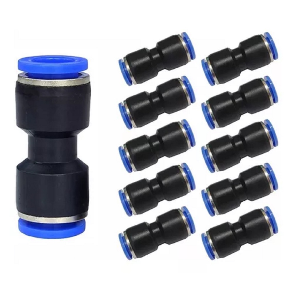 União Emenda Reta 8mm Pneumática Engate Rápido Kit-10 Peças