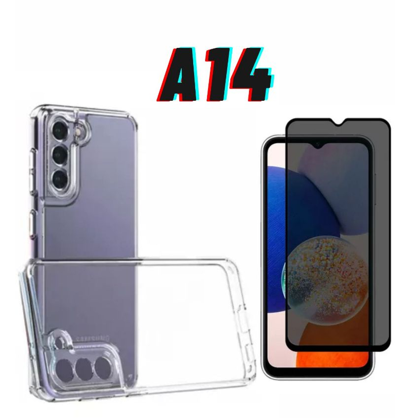 Kit Para Samsung A14 Película Privacidade + Capa Capinha Space Clear em Oferta na Shopee