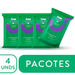 Kit 4 Lenços Umedecidos Antissépticos Free Wipes – Proteção Total