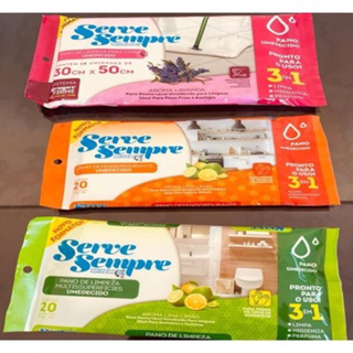 Kit 03 Panos Limpeza Chão Úmido / Multisuperfícies / Pano Desengordurante - Umedecido - Serve Sempre em Oferta na Shopee