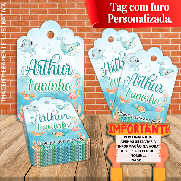 Etiquetas Tags Personalizadas Fundo do Mar em Oferta na Shopee