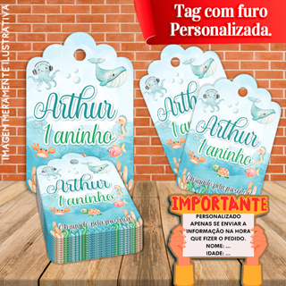 Etiquetas Tags Personalizadas Fundo do Mar em Oferta na Shopee
