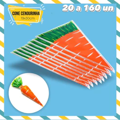 kit 50~200 embalagem cone cenourinha Páscoa 2025 17,5x29,5 cm