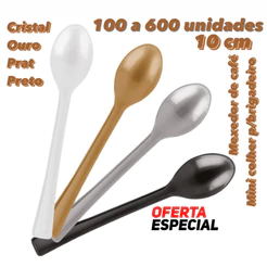 100~600 MINI COLHER PARA DOCES 10 CM MEXEDOR DE CAFÉ CORES (CHOCO)
