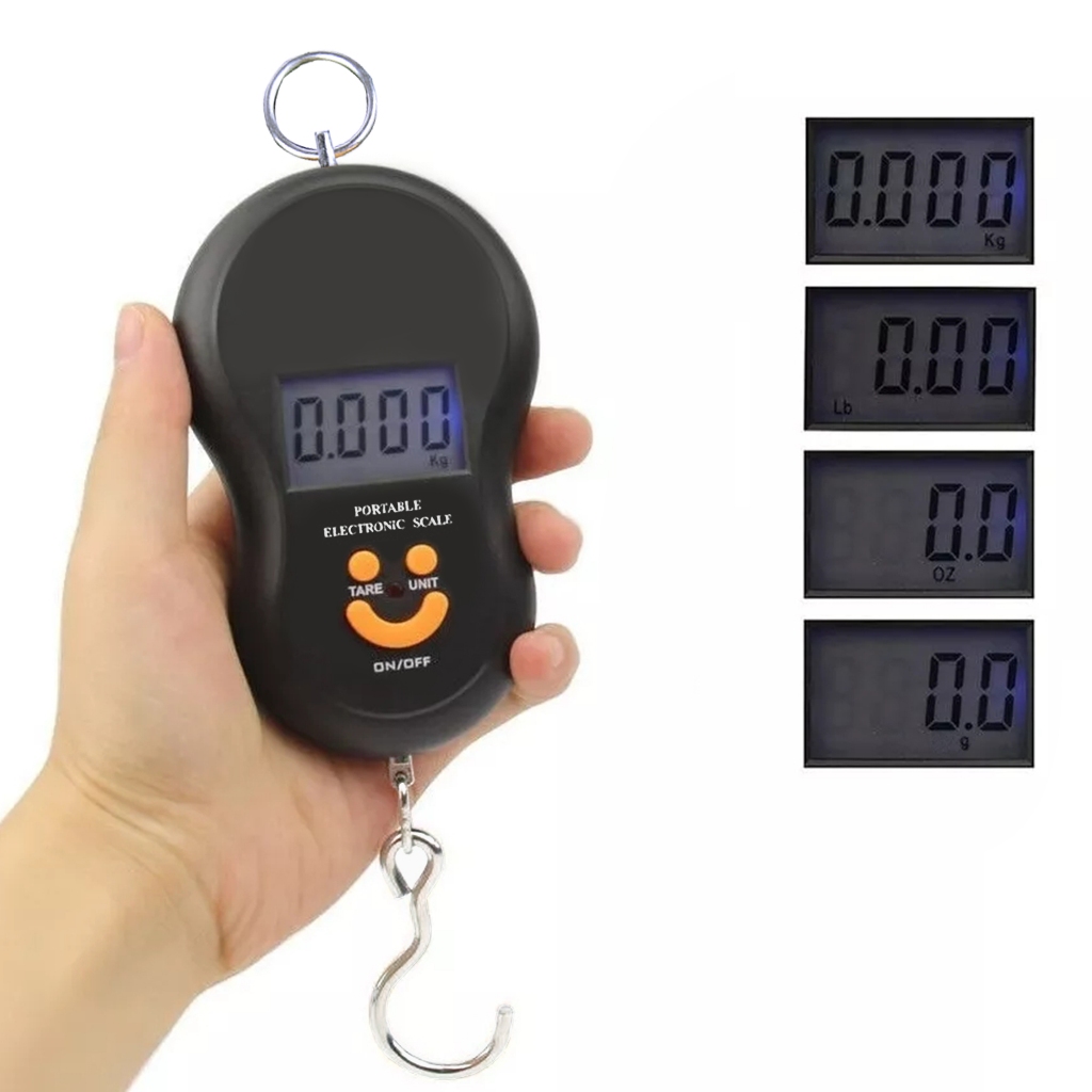 Balança de Gancho Metal Portátil Digital Mão Bolsa Mala Peixe Até 50kg Top